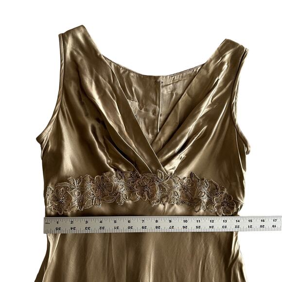 Scott McClintock VTG 90s USA Made Elegant‎ Satin Beige Nude Slip Long Dress 8 - Picture 7 of 11